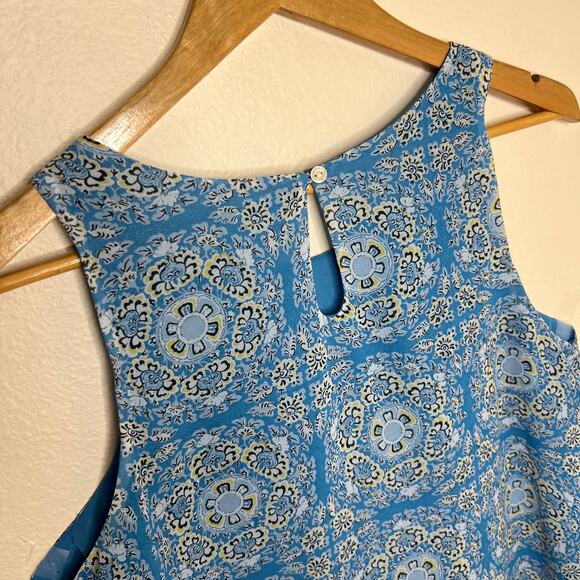 Max Studio Blue Print Sleeveless Dressy Blouse Medium - Picture 6 of 10